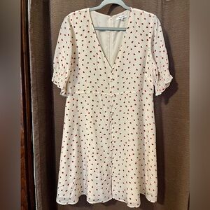 Madewell Strawberry Silk V-Neck Midi Dress